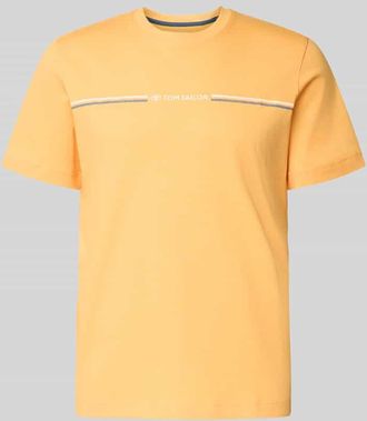 Tom Tailor Regular Fit T-Shirt aus reiner Baumwolle mit Print in Apricot, Größe XXXL