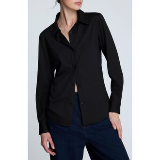 Kenneth Cole Knit Button-Up Shirt in Black at Nordstrom, Size Medium