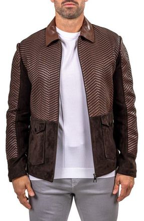 Maceoo Textured Leather Jacket in Brown at Nordstrom, Size 3