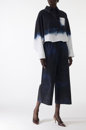 Jason Wu brushed canvas printed wide leg pant with elastic waist