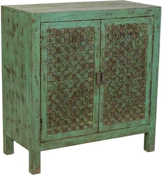 Wanderlust Deco C&oacute;moda de madera artesanal verde 85x40x90h cm