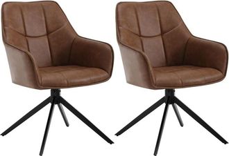Woltu Juego De 2 Sillas De Comedor Con Patas De Metal. Respaldo Y Asiento Giratorio. En Pu Vintage Marrone Claro - Woltu
