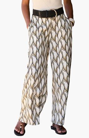 Lascana Print Wide Leg Pants in Beige-Khaki at Nordstrom, Size 12 X 28