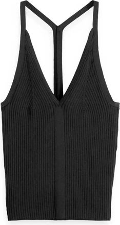 Scotch & Soda Womens Rib Racer Tank In Black