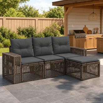 vidaXL Vidaxl Set Divano Da Giardino 4 Pz Grigio E Grigio Scuro