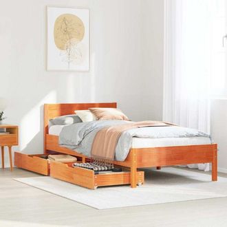 vidaXL Estructura De Cama Sin Colch&oacute;n Madera Maciza Marr&oacute;n 90x190 Cm Vidaxl