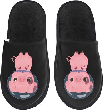 Generic Furry Slippers Cute Little Pig Astronaut Home Slippers Non Slip Unisex Slipper For Spa Mens Guest M