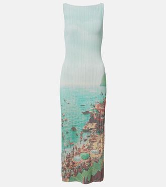 Staud Bryn printed pliss&eacute; midi dress