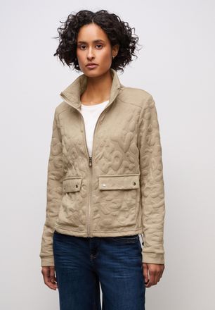 Street One Blouson STREET ONE, Damen, Gr. 44, sanded beige meliert, Web, Obermaterial: 83% Polyester, 16% Viskose, 1% Elasthan, meliert, normal h&uuml;ftbedeckend, Ru