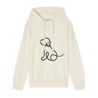 Oltre Hooded Sweater met Kristalborduurwerk - Dames - Sweatshirts & Hoodies - Wit - Maat: M Katoen