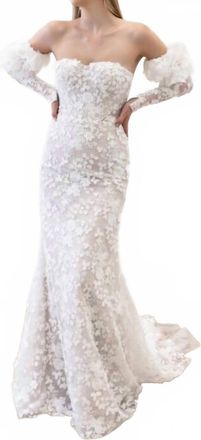 Watters Cecilia Detachable Sleeve Lace Wedding Dress In Ivory/blush