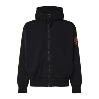 Stone Island Vertical Placement Zip-through Sweatshirt - Heren - Vesten met rits - Zwart - XL - Katoen - Hoodies & sweatvesten