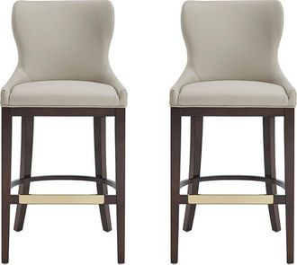 Manhattan Comfort Set Of 2 Blair Leatherette Barstools With Beech Wood Legs