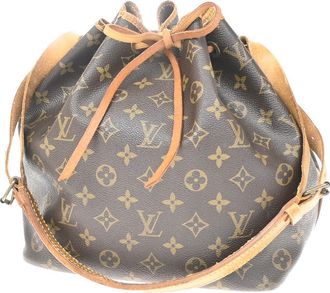 Louis Vuitton Petit Noe Monogram Canvas Brown Leather Handbag (Pre-Owned)