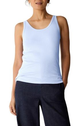 Eileen Fisher Slim Fit Scoop Neck Stretch Cotton Tank in Skylight at Nordstrom, Size Xx-Small