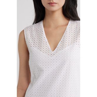 Theory Eyelet Fit & Flare Midi Dress in White at Nordstrom, Size 12