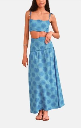 Saylor Tashi Seashell Scarf Print Midi Skirt Set In Blue Multi