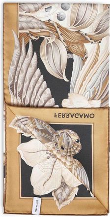 Ferragamo Womens Silk Scarf Parrots Print Beige-Black Multicolour Scarfs