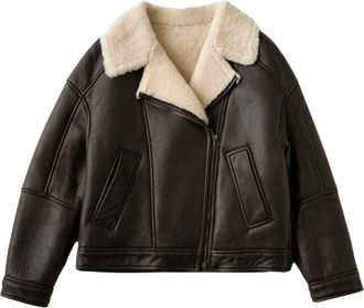 Just things we like Miki Lamsvacht Shearling Jas - Dames - Jassen - Bruin - S - Wol - Jassen