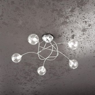 Top-Light Top-light - Plafoniera Contemporanea Super Ball Metallo Cromo Vetro Pirex 5 Luci G9
