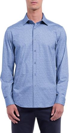 Bugatchi James OoohCotton Cocktail Print Button-Up Shirt in Steel at Nordstrom, Size Xxx-Large