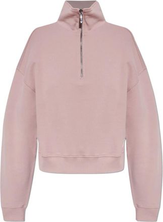 Emporio Armani Sweatshirt met logopatch - Dames - Vesten met rits - Roze - S - Katoen - Hoodies & sweatvesten
