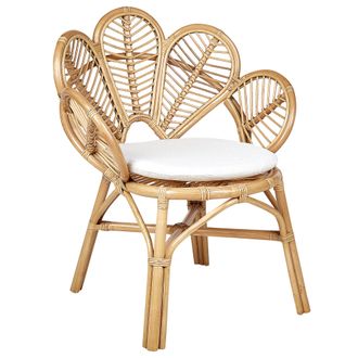 Beliani Beliani - Silla Con Respaldo En Forma De Abanico De Rat&aacute;n Natural 88 Cm Boho Interior Florentine Ii