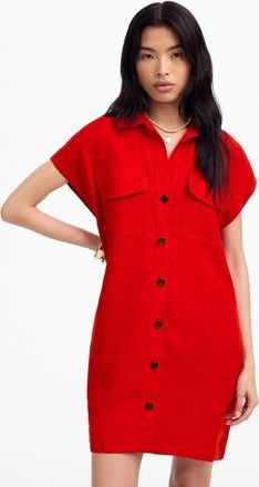 Madewell Sammy Shirt Dress Small Red 100% Linen Button Front Boho DDR2014