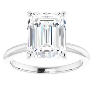 Pompeii3 5Ct Emerald Solitaire Moissanite Engagement Ring in White Yellow or Rose Gold