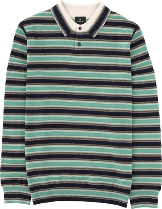 Paul Smith Striped Merino Wool Long-Sleeve Polo Shirt
