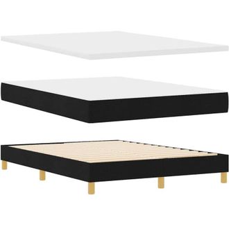 vidaXL Cama Tipo Box Spring Negro Y Blanco Y Negro 160 X 200 Cm Tela Vidaxl