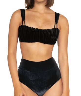 Montce Swim Womens Added Coverage High Rise Bikini Bottom In Black Velvet
