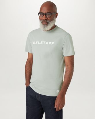 Belstaff Logo T-shirt Mens Cotton Jersey Quarry Blue Size 2XL