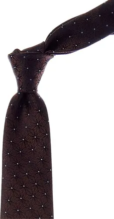 Canali Brown Leaves Silk Tie