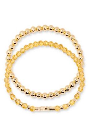 Brook & York Makenna Set of 2 Birthstone Beaded Stretch Bracelets in Gold at Nordstrom Rack