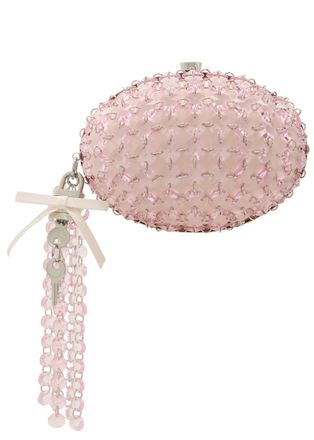 Self Portrait Oval Crystal-embellished Satin Clutch - Pink - One Size
