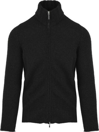FILIPPO DE LAURENTIIS Sweater met volledige rits in flesgroen - Heren - Vesten - Zwart - L - Truien & Vesten