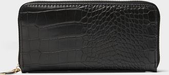 Simons Womens Croc-textured zipped wallet