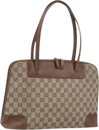 Gucci Pre-owned Handbags, female, Beige, Size: ONE SIZE Pre-owned Vintage GG Canvas Hand Bag