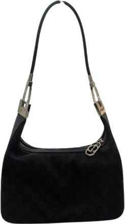 Gucci Pre-owned GG Canvas Leather 2way Bag - Dames - Vintage Schoudertas - Zwart - ONE Size - Leer - Vintage