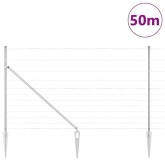 Berkfield Home Modern Field Fence 1.4x50 m Galvanised Steel in Silver