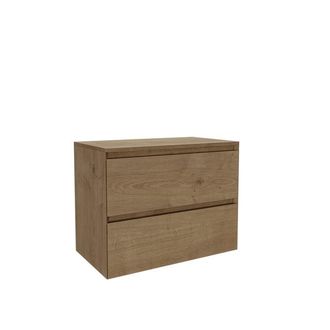 Saniclass Holz Atelier Badkamermeubelset - 80x45x60cm - topblad - zonder kraangaten - 2 lades - Eiken Natural