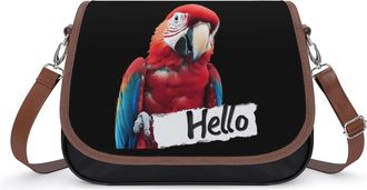 Generic Parrot Say Hello Small Womens Crossbody Bags Shoulder Handbag with Adjustable Strap for Travel