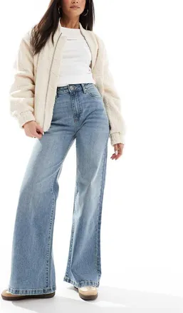Cotton On stretch wide leg jeans in stone blue
