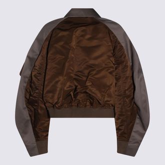 sacai Womens Jackets Brown-Grey Nylon Brown/grey