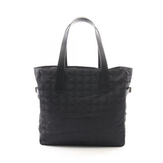 Chanel Black Leather Nylon Canvas Handbag Tote Bag (Pre-Owned)