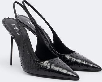 PARIS TEXAS Lydia croc-effect leather slingback pumps