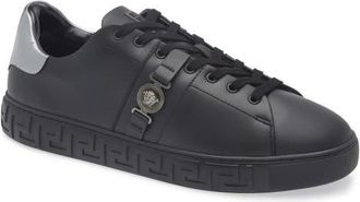 Versace Biggie Greca Low Top Sneaker in Black Antracite Ruthenium at Nordstrom, Size 11Us