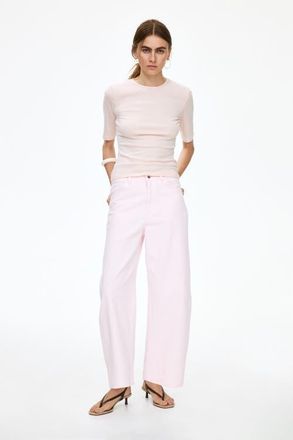 H&M Pointelle jersey t-shirt in Light Pink at Nordstrom, Size X-Large