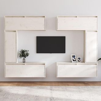 Berkfield Home TV Cabinets 6 pcs White Solid Wood Pine